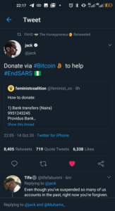 twiter ceo support endsars protest